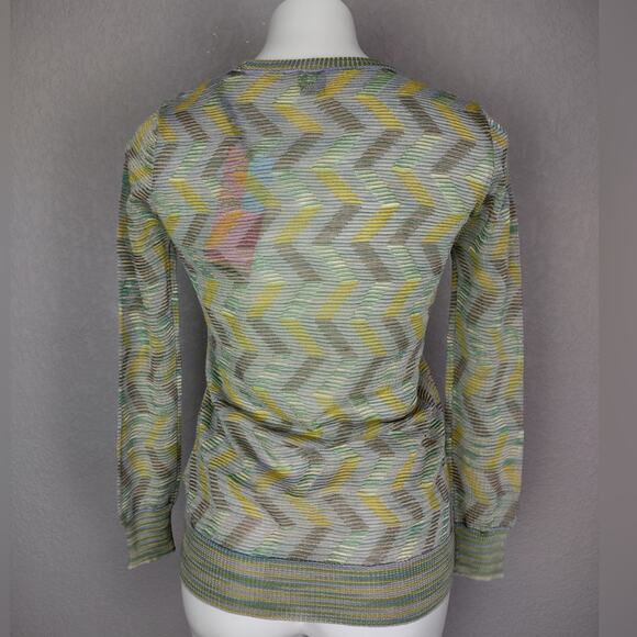M Missoni Pattern Rib Knit Wool Blend Sweater Ocra Green Size XL - Picture 3 of 16